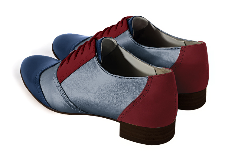 Navy blue and burgundy red women's fashion lace-up shoes.. Rear view - Florence KOOIJMAN